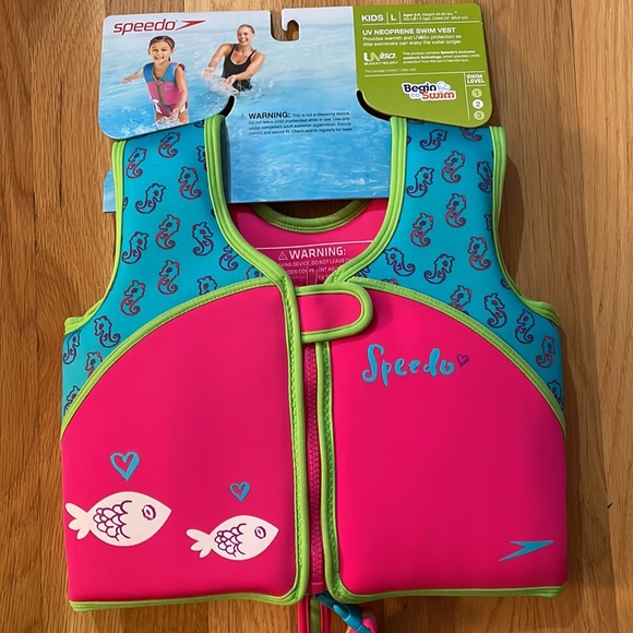🎉HP🎉NIP Speedo KIDS Size L (45-60lbs) UV Neoprene Swim Vest - Picture 2 of 6